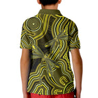 Yellow Indigenous Dragonfly Australia Kid Polo Shirt Aboriginal Art - Aussie Hoodie
