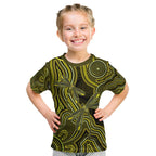 Yellow Indigenous Dragonfly Australia Kid T Shirt Aboriginal Art - Aussie Hoodie