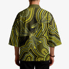 Yellow Indigenous Dragonfly Australia Kimono Aboriginal Art - Aussie Hoodie