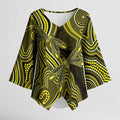 Yellow Indigenous Dragonfly Australia Kimono Sleeve Blouse Aboriginal Art - Aussie Hoodie