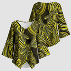 Yellow Indigenous Dragonfly Australia Kimono Sleeve Blouse Aboriginal Art - Aussie Hoodie