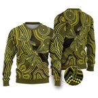 Yellow Indigenous Dragonfly Australia Ugly Christmas Sweater Aboriginal Art - Aussie Hoodie