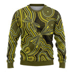 Yellow Indigenous Dragonfly Australia Ugly Christmas Sweater Aboriginal Art - Aussie Hoodie