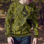 Yellow Indigenous Dragonfly Australia Ugly Christmas Sweater Aboriginal Art - Aussie Hoodie