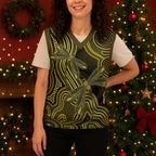 Yellow Indigenous Dragonfly Australia Christmas Knitted V-Neck Vest Aboriginal Art - Aussie Hoodie