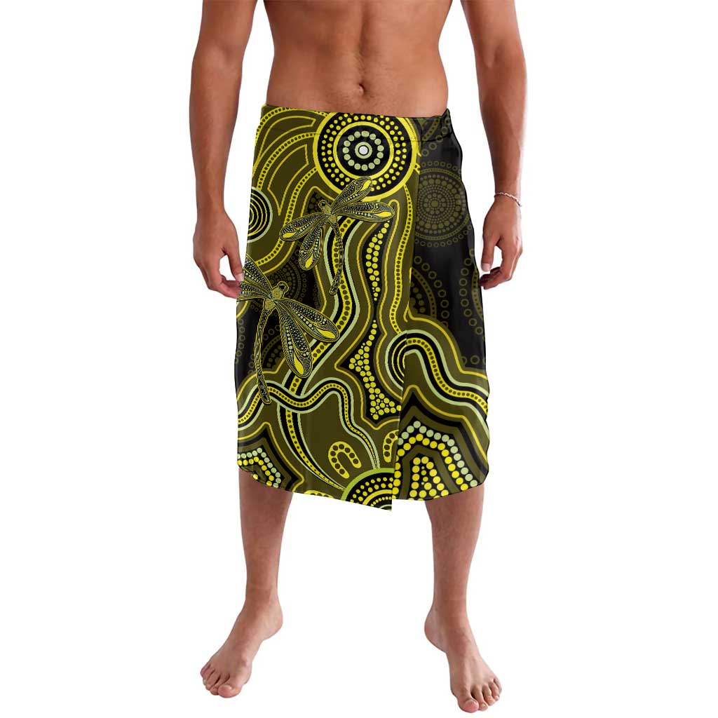 Yellow Indigenous Dragonfly Australia Lavalava Aboriginal Art - Aussie Hoodie