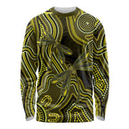 Yellow Indigenous Dragonfly Australia Long Sleeve Shirt Aboriginal Art - Aussie Hoodie