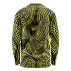 Yellow Indigenous Dragonfly Australia Long Sleeve Shirt Aboriginal Art - Aussie Hoodie