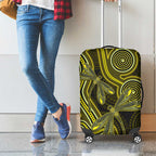 Yellow Indigenous Dragonfly Australia Luggage Cover Aboriginal Art - Aussie Hoodie