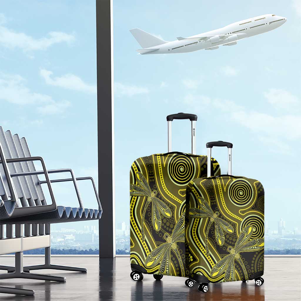 Yellow Indigenous Dragonfly Australia Luggage Cover Aboriginal Art - Aussie Hoodie