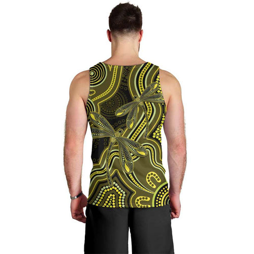 Yellow Indigenous Dragonfly Australia Men Tank Top Aboriginal Art - Aussie Hoodie