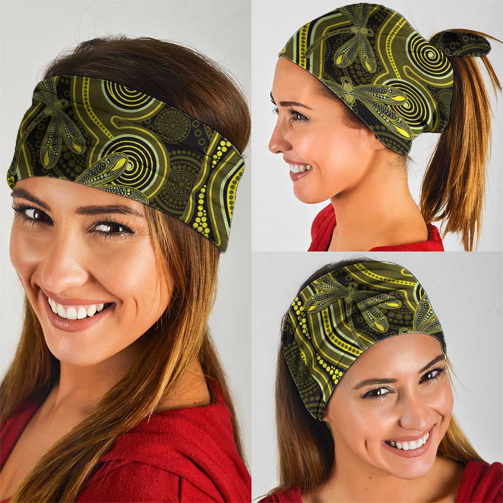 Yellow Indigenous Dragonfly Australia Neck Gaiter Aboriginal Art - Aussie Hoodie