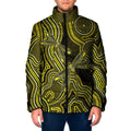 Yellow Indigenous Dragonfly Australia Padded Jacket Aboriginal Art - Aussie Hoodie