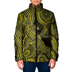 Yellow Indigenous Dragonfly Australia Padded Jacket Aboriginal Art - Aussie Hoodie