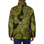Yellow Indigenous Dragonfly Australia Padded Jacket Aboriginal Art - Aussie Hoodie