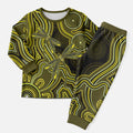 Yellow Indigenous Dragonfly Australia Christmas Pajama Set Aboriginal Art - Aussie Hoodie