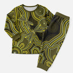 Yellow Indigenous Dragonfly Australia Christmas Pajama Set Aboriginal Art - Aussie Hoodie
