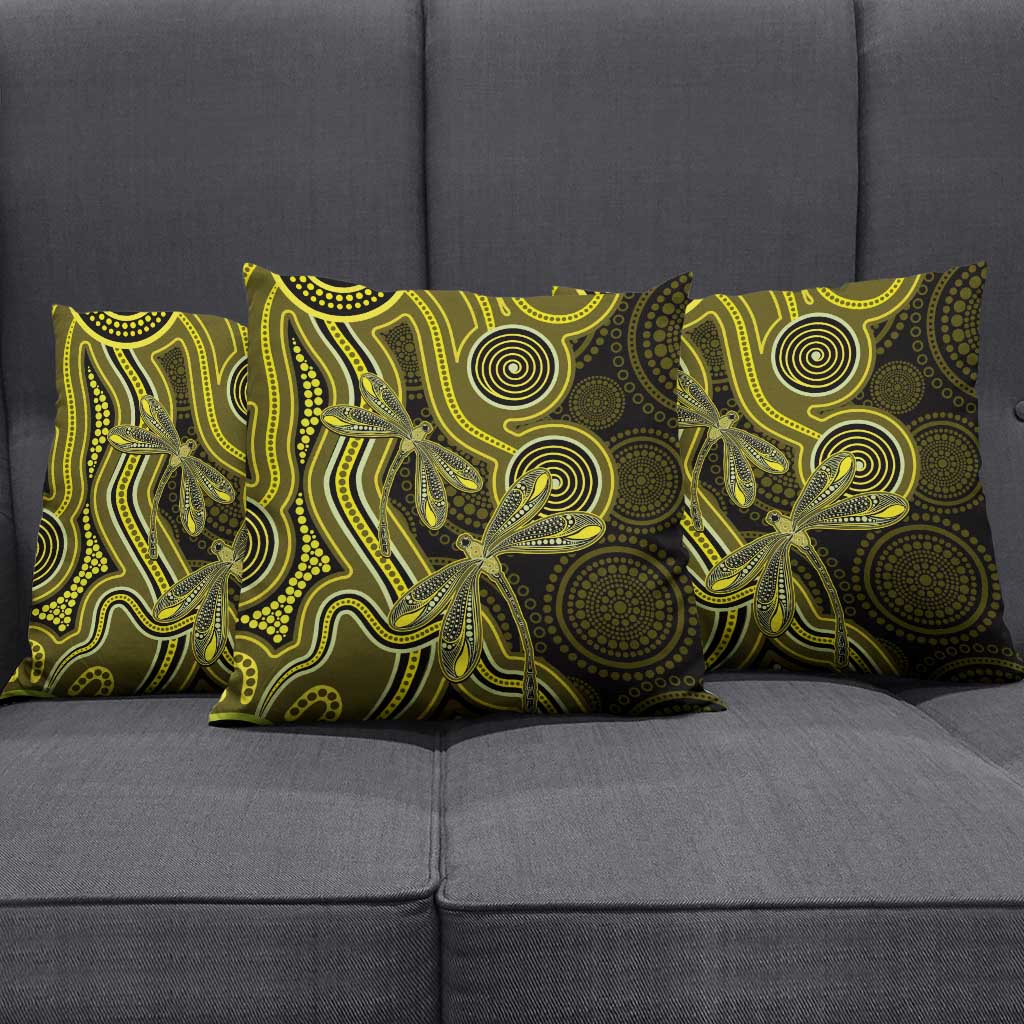 Yellow Indigenous Dragonfly Australia Pillow Cover Aboriginal Art - Aussie Hoodie