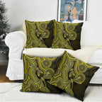 Yellow Indigenous Dragonfly Australia Pillow Cover Aboriginal Art - Aussie Hoodie