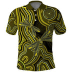 Yellow Indigenous Dragonfly Australia Polo Shirt Aboriginal Art - Aussie Hoodie