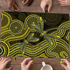 Yellow Indigenous Dragonfly Australia Puzzle Aboriginal Art - Aussie Hoodie