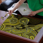 Yellow Indigenous Dragonfly Australia Puzzle Aboriginal Art - Aussie Hoodie