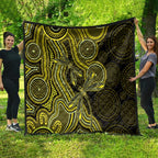 Yellow Indigenous Dragonfly Australia Quilt Aboriginal Art - Aussie Hoodie