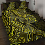 Yellow Indigenous Dragonfly Australia Quilt Bed Set Aboriginal Art - Aussie Hoodie