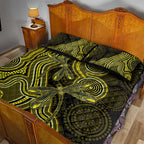 Yellow Indigenous Dragonfly Australia Quilt Bed Set Aboriginal Art - Aussie Hoodie