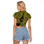 Yellow Indigenous Dragonfly Australia Raglan Cropped T Shirt Aboriginal Art - Aussie Hoodie