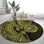 Yellow Indigenous Dragonfly Australia Round Carpet Aboriginal Art - Aussie Hoodie