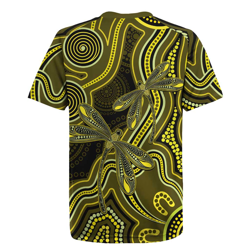 Yellow Indigenous Dragonfly Australia Rugby Jersey Aboriginal Art - Aussie Hoodie