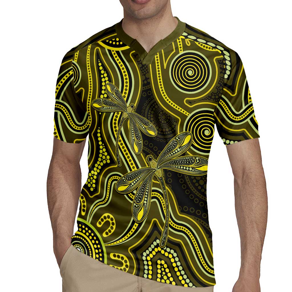 Yellow Indigenous Dragonfly Australia Rugby Jersey Aboriginal Art - Aussie Hoodie
