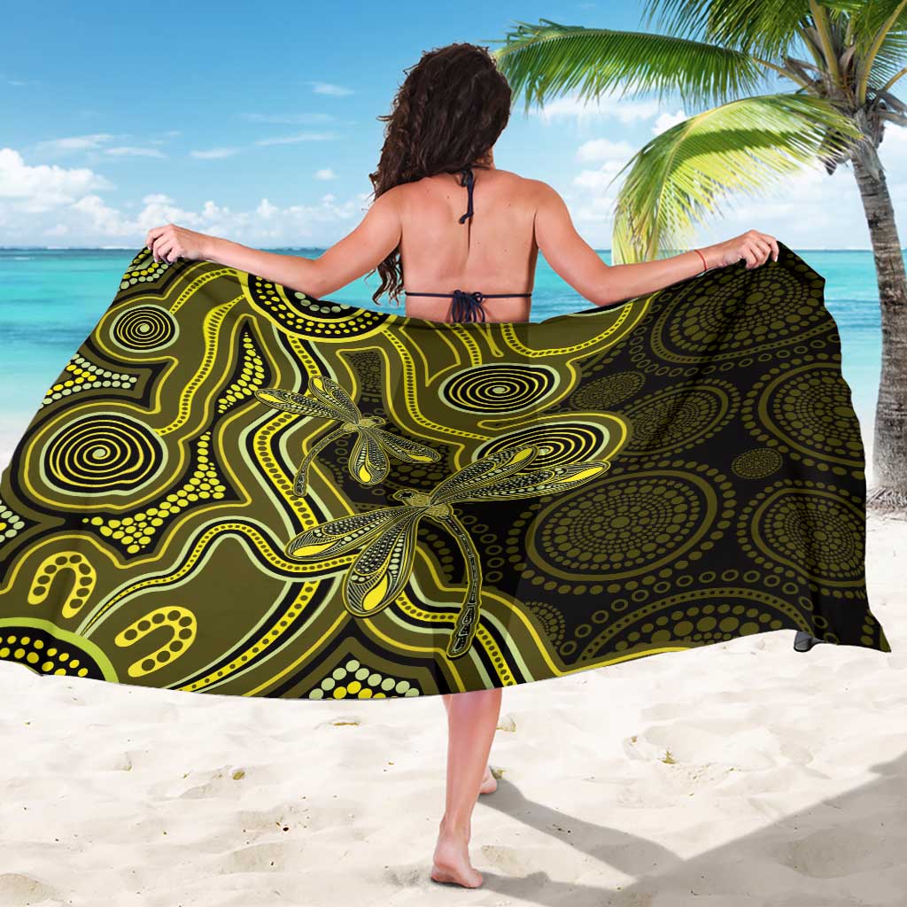 Yellow Indigenous Dragonfly Australia Sarong Aboriginal Art - Aussie Hoodie