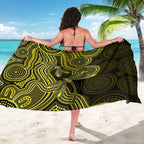 Yellow Indigenous Dragonfly Australia Sarong Aboriginal Art - Aussie Hoodie