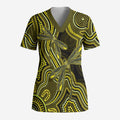 Yellow Indigenous Dragonfly Australia Scrub Top Aboriginal Art - Aussie Hoodie
