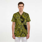 Yellow Indigenous Dragonfly Australia Scrub Top Aboriginal Art - Aussie Hoodie