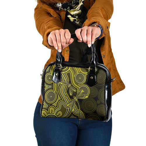 Yellow Indigenous Dragonfly Australia Shoulder Handbag Aboriginal Art - Aussie Hoodie