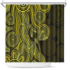 Yellow Indigenous Dragonfly Australia Shower Curtain Aboriginal Art - Aussie Hoodie