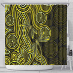 Yellow Indigenous Dragonfly Australia Shower Curtain Aboriginal Art - Aussie Hoodie