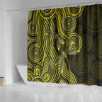 Yellow Indigenous Dragonfly Australia Shower Curtain Aboriginal Art - Aussie Hoodie