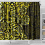 Yellow Indigenous Dragonfly Australia Shower Curtain Aboriginal Art - Aussie Hoodie