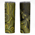 Yellow Indigenous Dragonfly Australia Skinny Tumbler Aboriginal Art - Aussie Hoodie