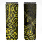 Yellow Indigenous Dragonfly Australia Skinny Tumbler Aboriginal Art - Aussie Hoodie