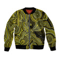 Yellow Indigenous Dragonfly Australia Sleeve Zip Bomber Jacket Aboriginal Art - Aussie Hoodie