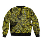 Yellow Indigenous Dragonfly Australia Sleeve Zip Bomber Jacket Aboriginal Art - Aussie Hoodie