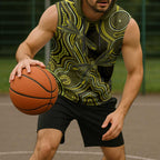 Yellow Indigenous Dragonfly Australia Sleeveless Hoodie Aboriginal Art - Aussie Hoodie