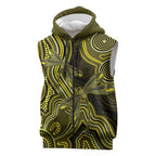 Yellow Indigenous Dragonfly Australia Sleeveless Zip Hoodie Aboriginal Art LT14