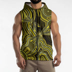 Yellow Indigenous Dragonfly Australia Sleeveless Zip Hoodie Aboriginal Art LT14