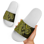 Yellow Indigenous Dragonfly Australia Slide Sandals Aboriginal Art - Aussie Hoodie